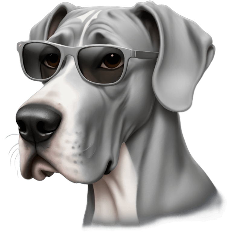 Grey great dane with sunglasses emoji