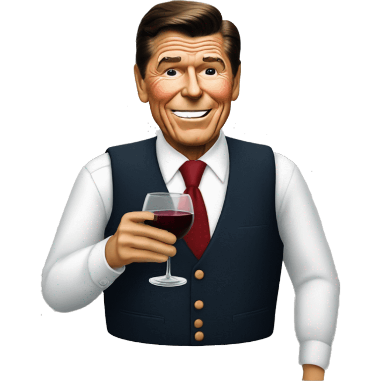 Ronald Reagan drinking a glass of red wine emoji