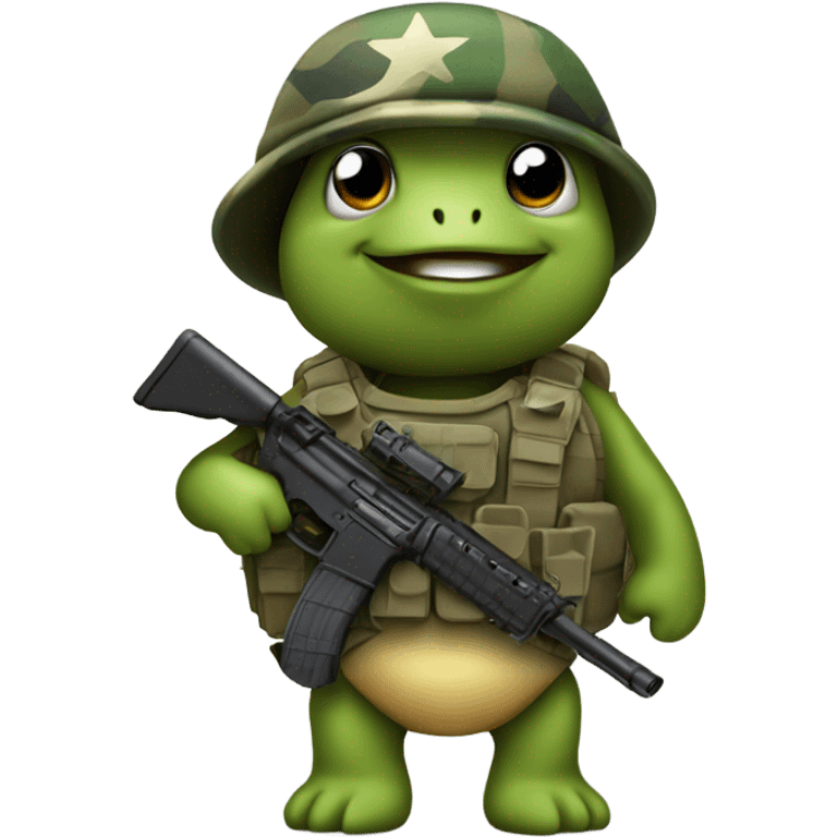 turtle in the army with a gun emoji