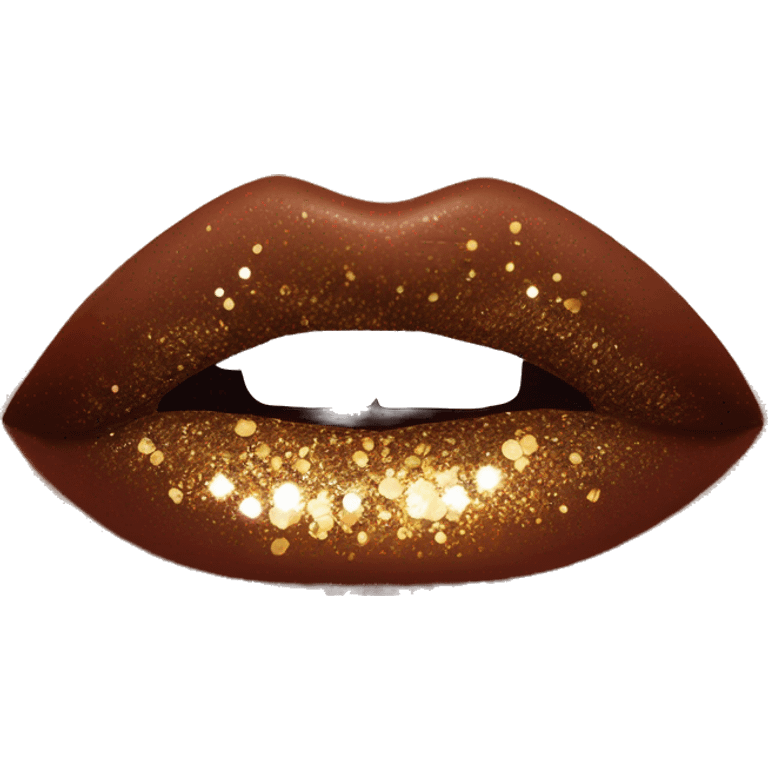 Brown ombre lip gloss with a lot of glitter emoji