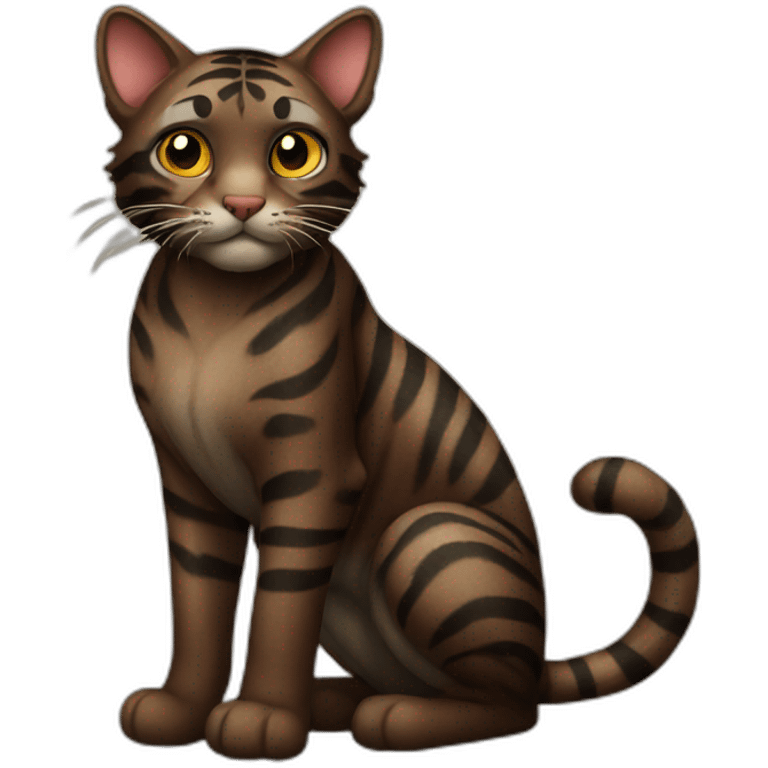 Dark Brown Tiger cat emoji