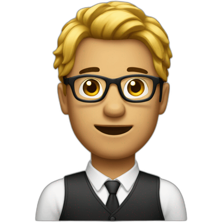 Homme cheveux long noir avec lunette emoji