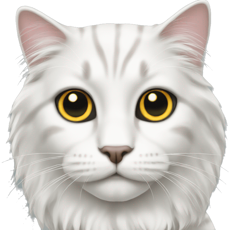 long haired cat white with black spot emoji