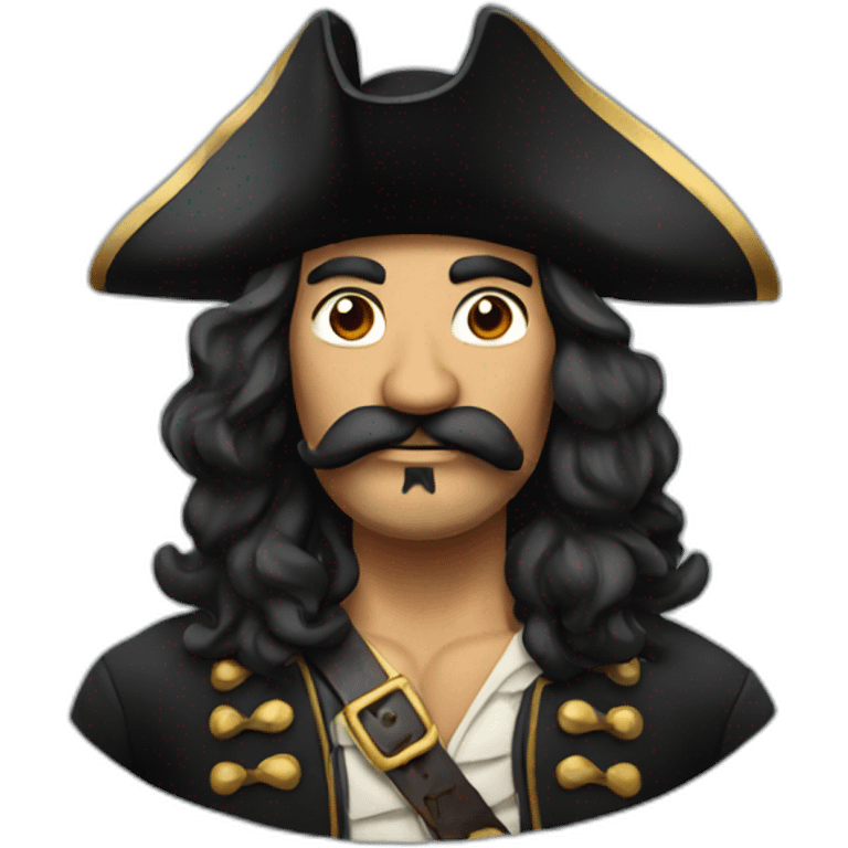 Hispanic pirate man with mustache and long hair emoji