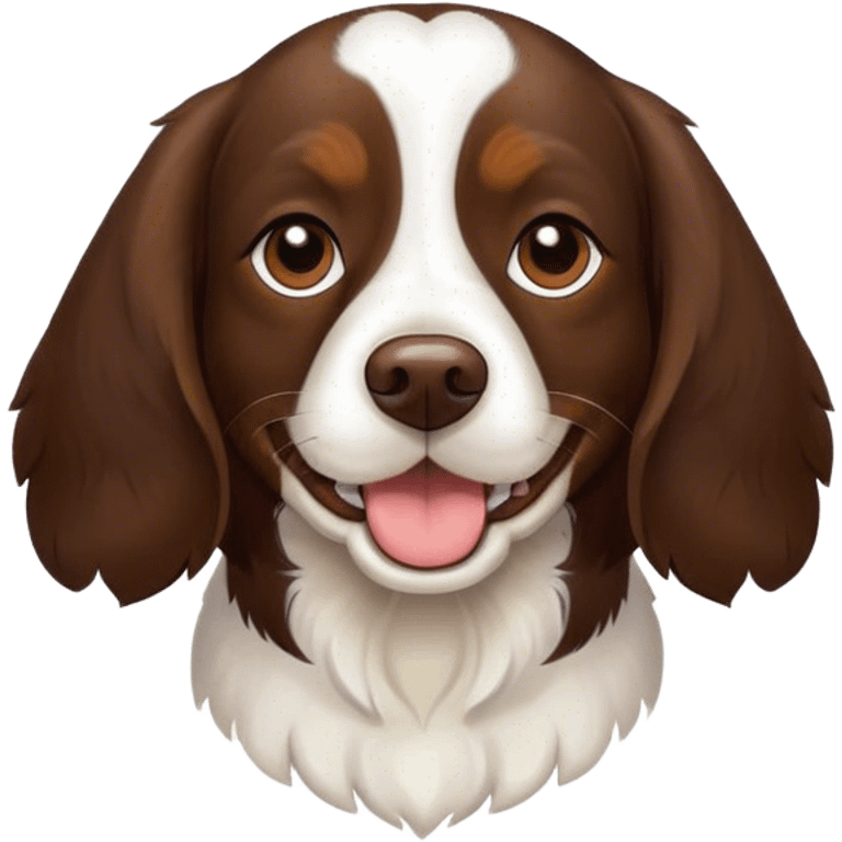 Springer spaniel beagle mix dog happy dark brown fur short ears emoji