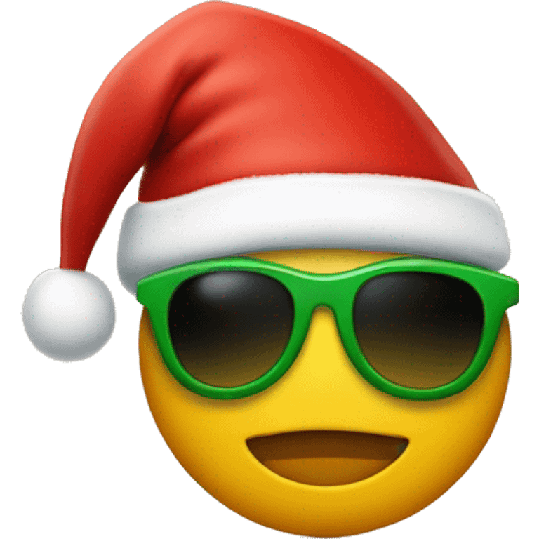 Christmas tree wearing Santa hat and sun glasses emoji