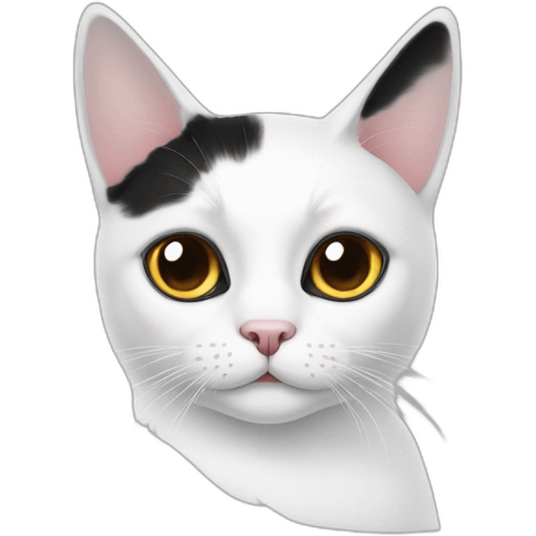 white cat black ear emoji