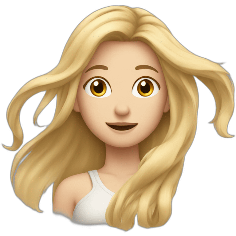 a girl with long blonde hair in the wind emoji