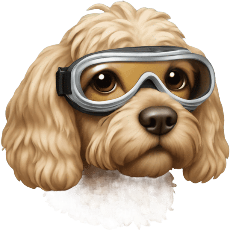 Cockapoo wearing ski goggles  emoji