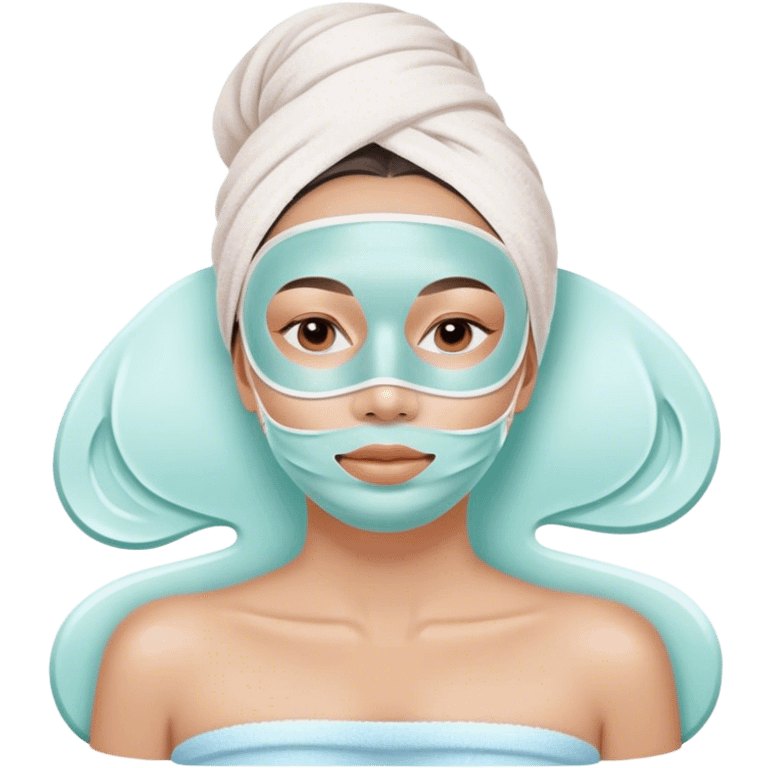 Lady with pastel face mask spa beauty full face relaxing emoji