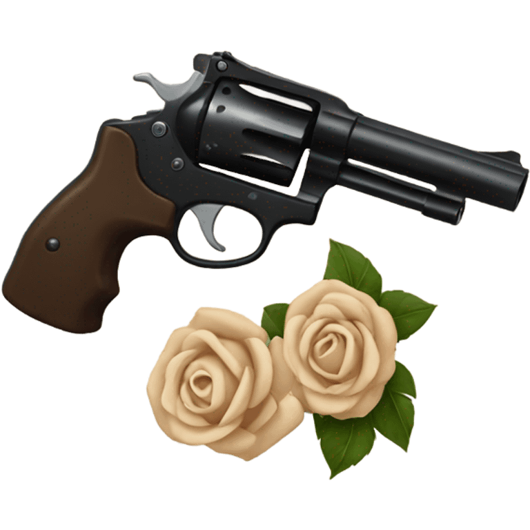 black revolver with beige rose emoji