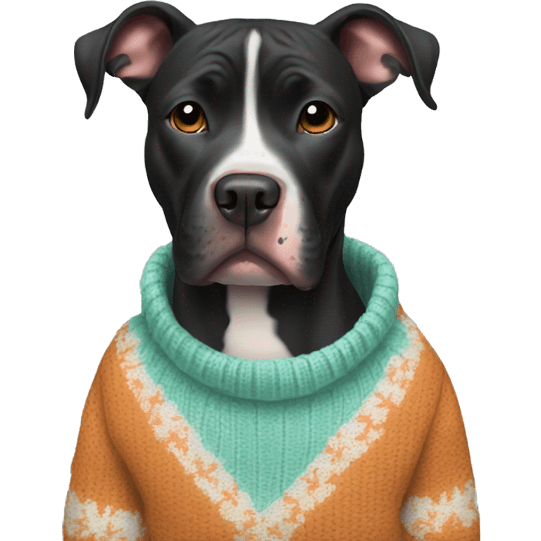 black pitbull in sweater emoji