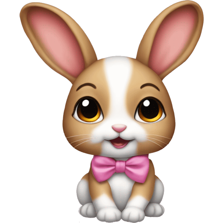 Baby bunny with coquette bow on ear emoji