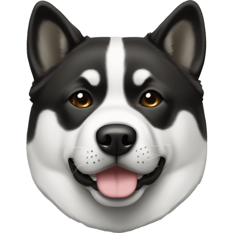 Black and white American Akita with white stripe forehead to tip of nose emoji