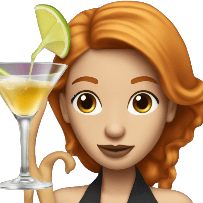 Pornstar martini but the person drinking has ginger hair and white skin  emoji