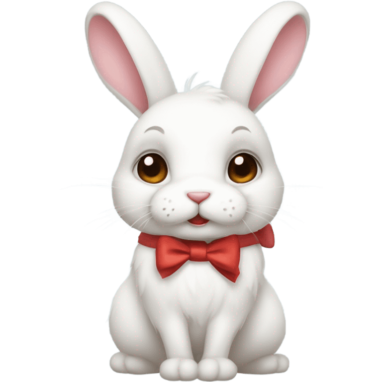 white rabbit with bow ribbon emoji