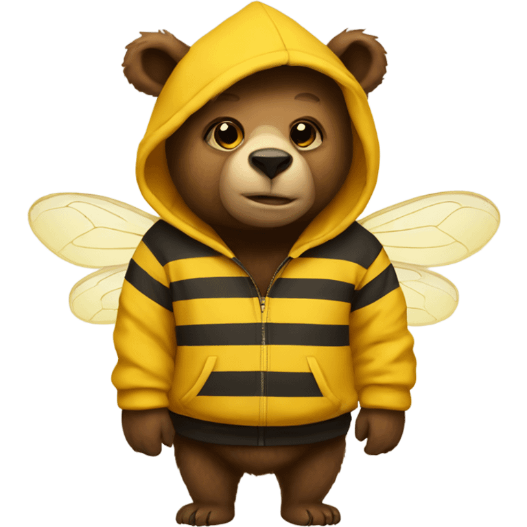 Bear wearing a hoodie with a giant bee  emoji