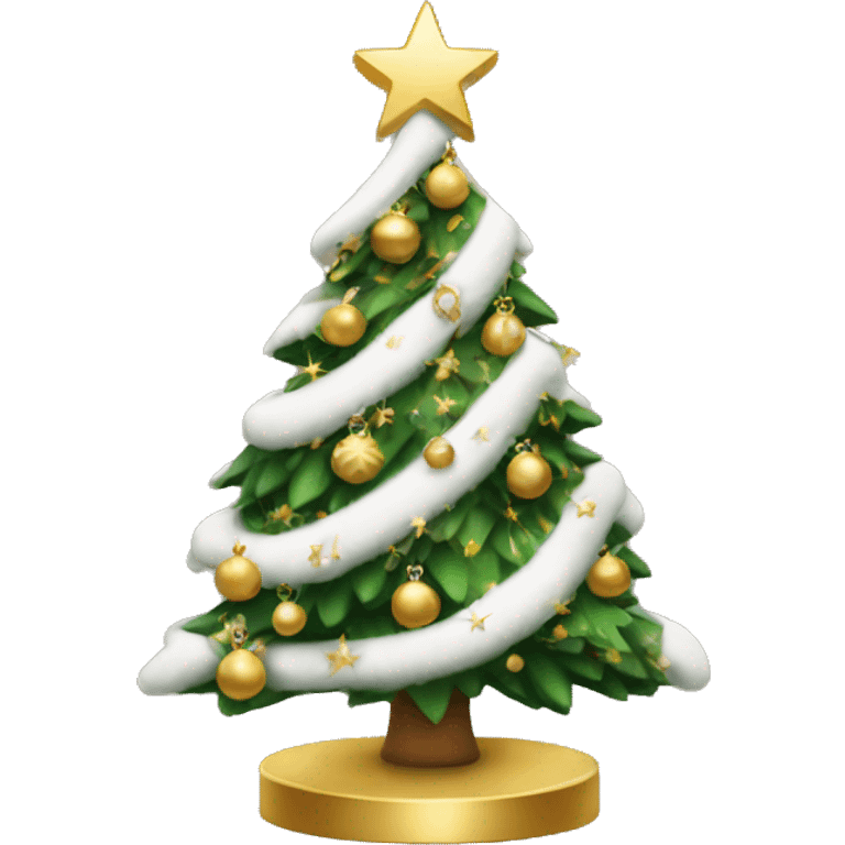 Christmas tree with white and gold decorations emoji