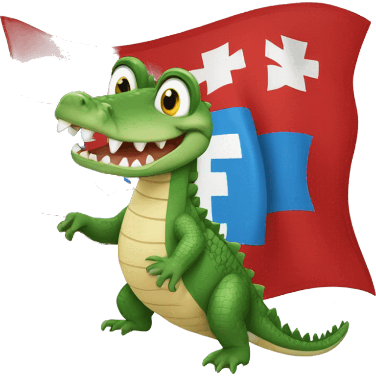 Un crocodile avec le drapeau de la suisse  emoji