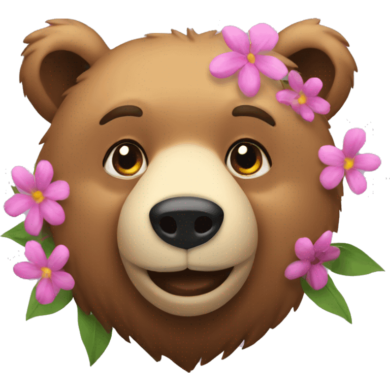 a bear with flowers emoji