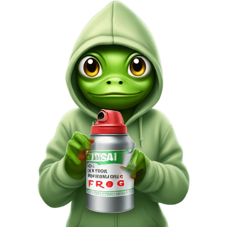 Beautiful female Frog in a hoodie with a can of spray paint  emoji