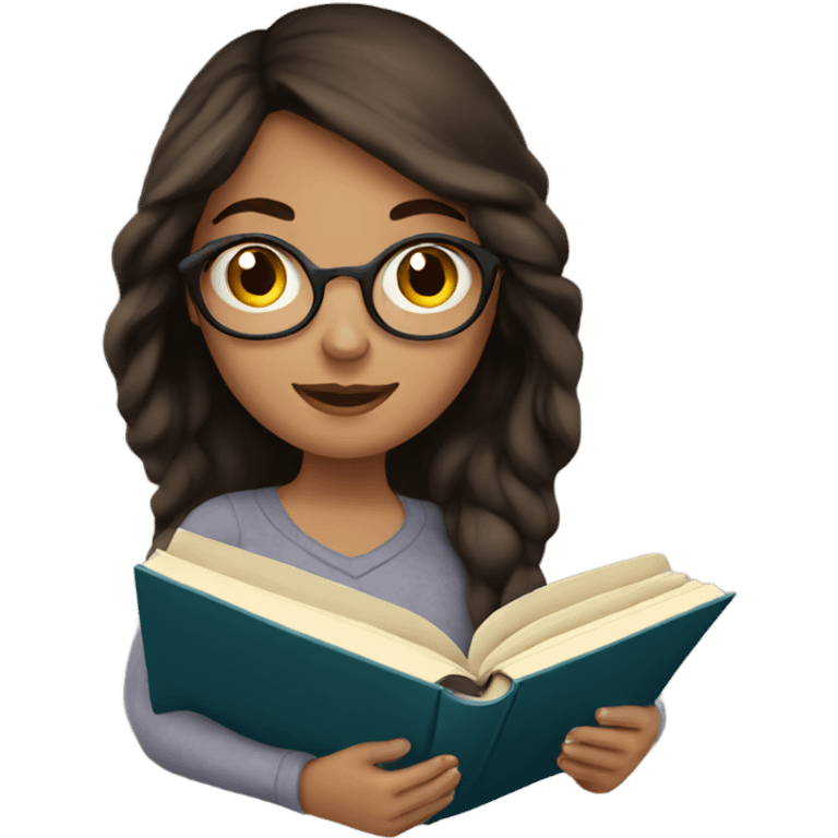 brunette girl reading a book emoji