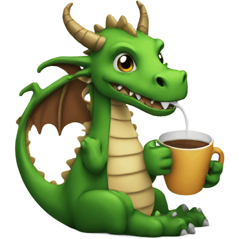 Dragon drinking coffee emoji