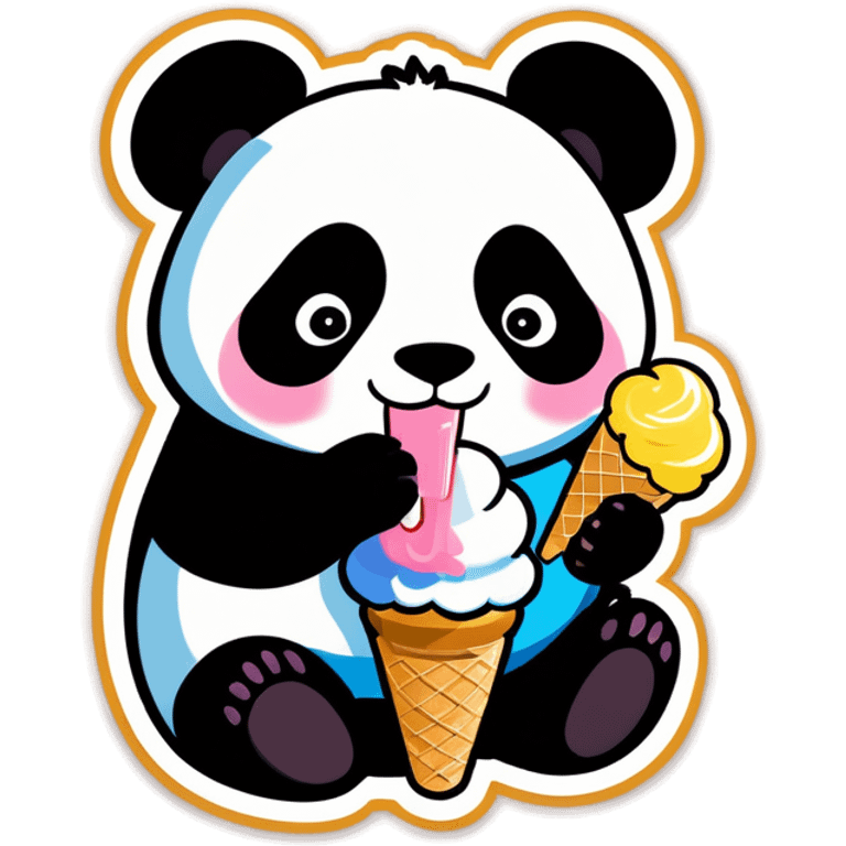 Panda eating ice cream emoji