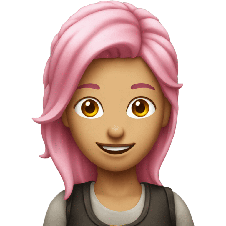 Women with pink hair drinking beer emoji