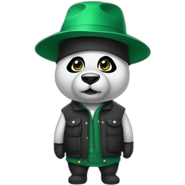 Panda with a dark green bucket hat emoji