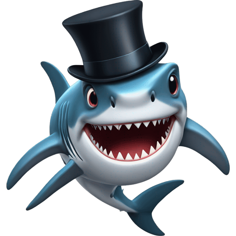 Shark with a top hat emoji