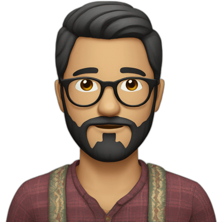 hipster mexican with beard, glasses and short hair emoji