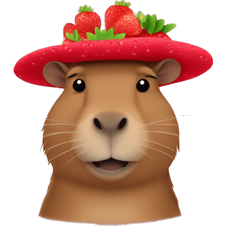 Capybara with strawberry hat emoji