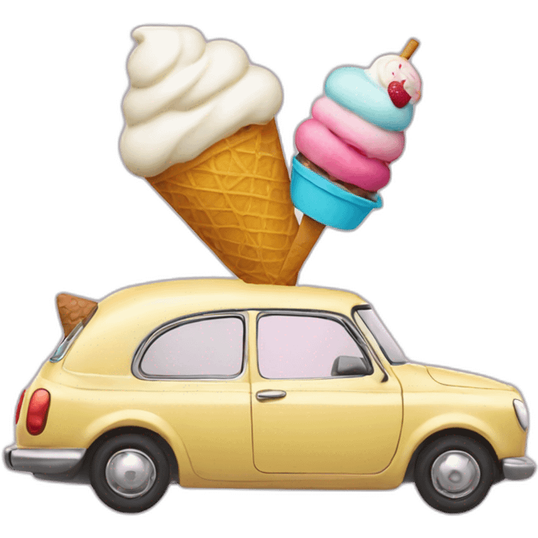 car and icecream emoji