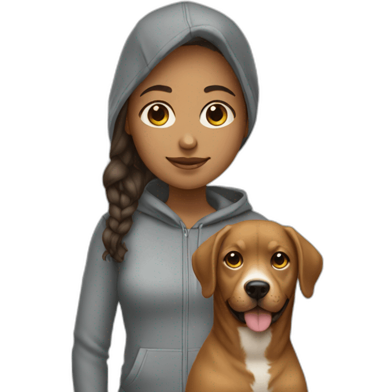 Girl with a dog wearing hoodie emoji