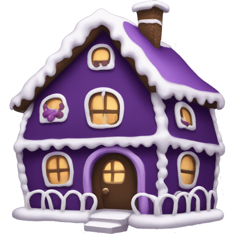 Cosy dark purple gingerbread house  emoji