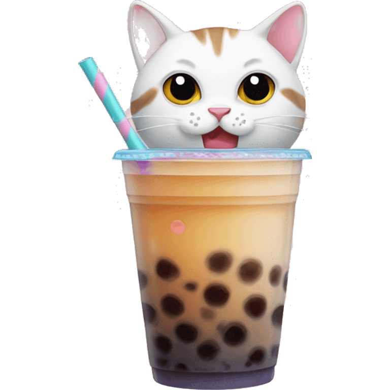 Cat drinking bubble tea emoji