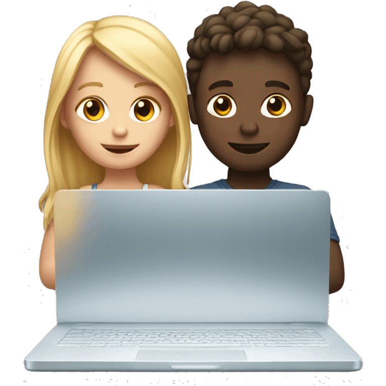 white boy and girl behind laptop emoji