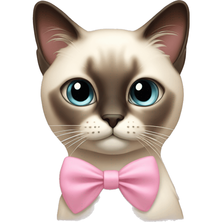 Long hair Siamese cat with pastel pink bow emoji