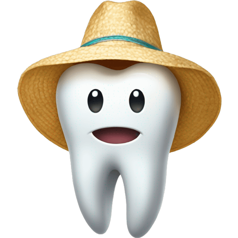 tooth with a sun hat emoji