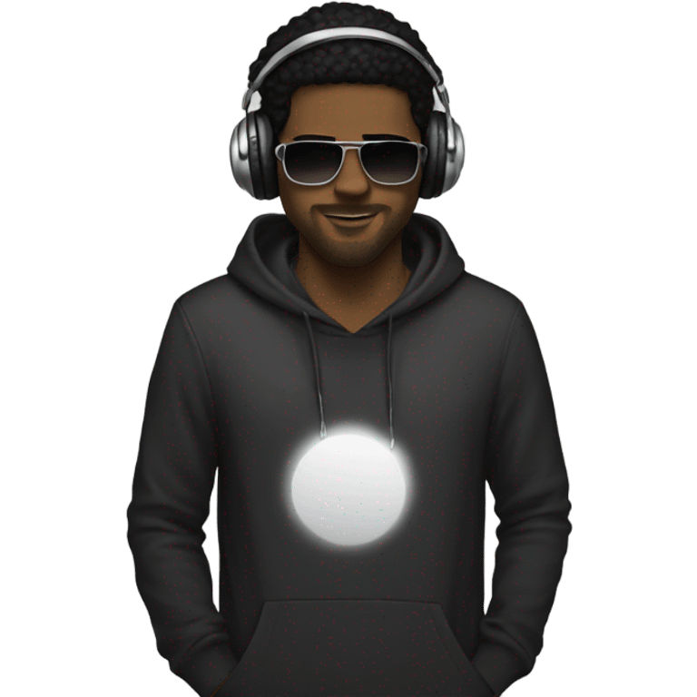 white guy black hair djing emoji