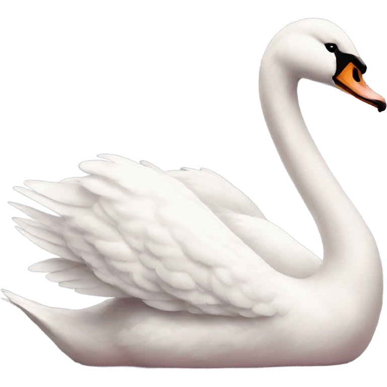 Swan wearing a light pink bow faced sideways realistic sitting  emoji