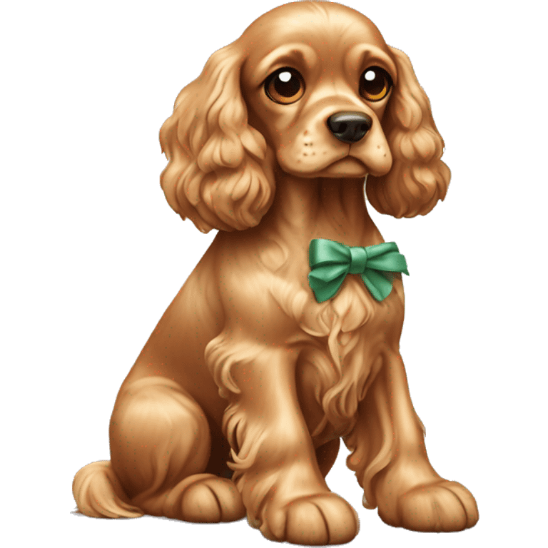 Cocker spaniel dog with bow emoji