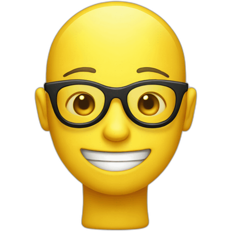 Yellow circle head With a cheerful expression with black eyes black glasses emoji