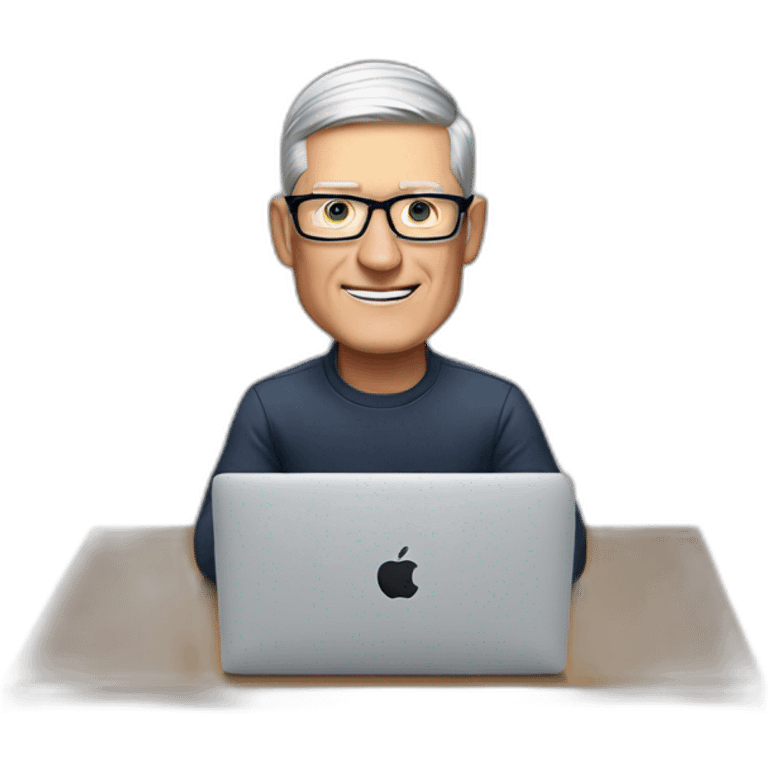 tim cook with macbook desk emoji