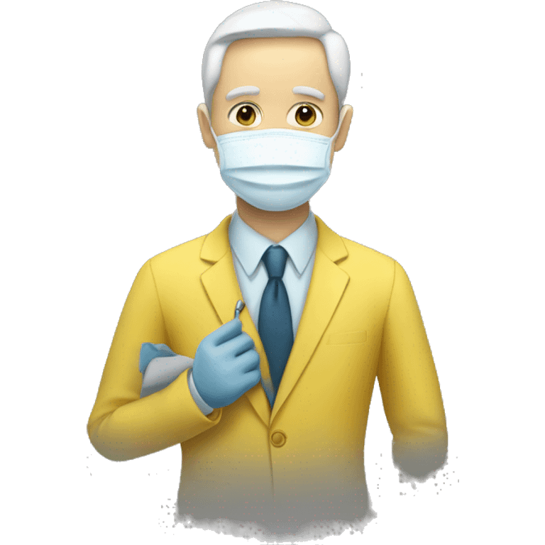 Podologist is a man with white skin, wearing a mask and a yellow suit emoji