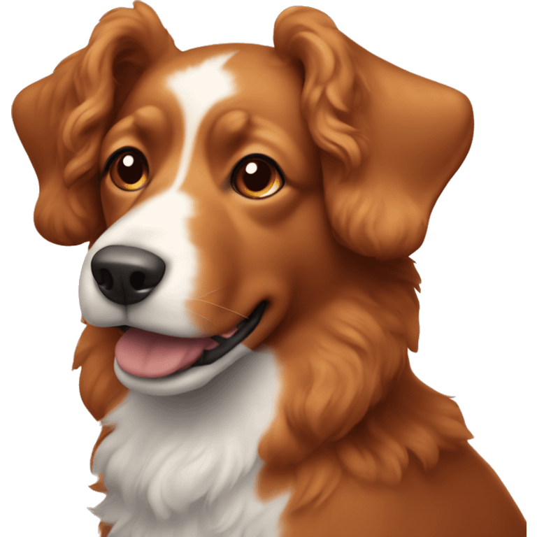 Light red dog with curly hair on ears and a white snout emoji