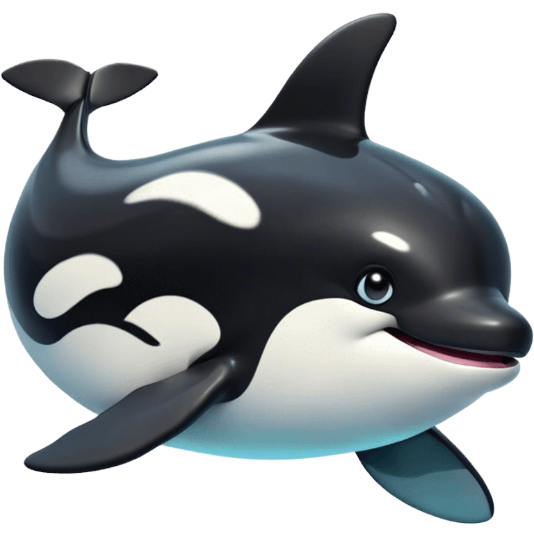 Cinematic Comical orca Portrait Emoji, Head tilted dramatically with an exaggeratedly shocked expression, featuring a sleek black-and-white body with wide, comically expressive eyes full of playful disbelief and animated flippers, Simplified yet hilariously expressive features, highly detailed, glowing with a slightly sassy oceanic glow, high shine, dramatic yet playful, stylized with an air of cheeky marine mischief, soft glowing outline, capturing the essence of a meme-worthy orca that looks ready to make waves with its hilariously dramatic antics! emoji