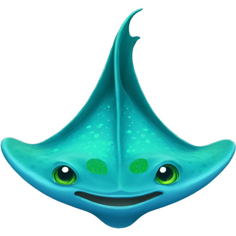 blue stingray with green designs emoji