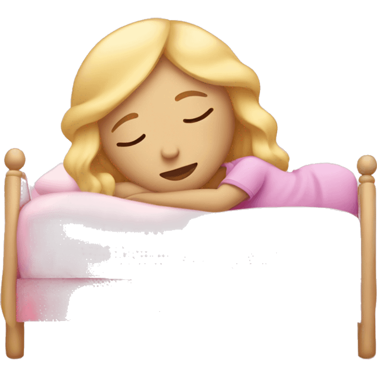 Blonde hair girl sleeping in pink bed emoji